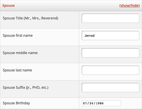 Add New Contact - Spouse